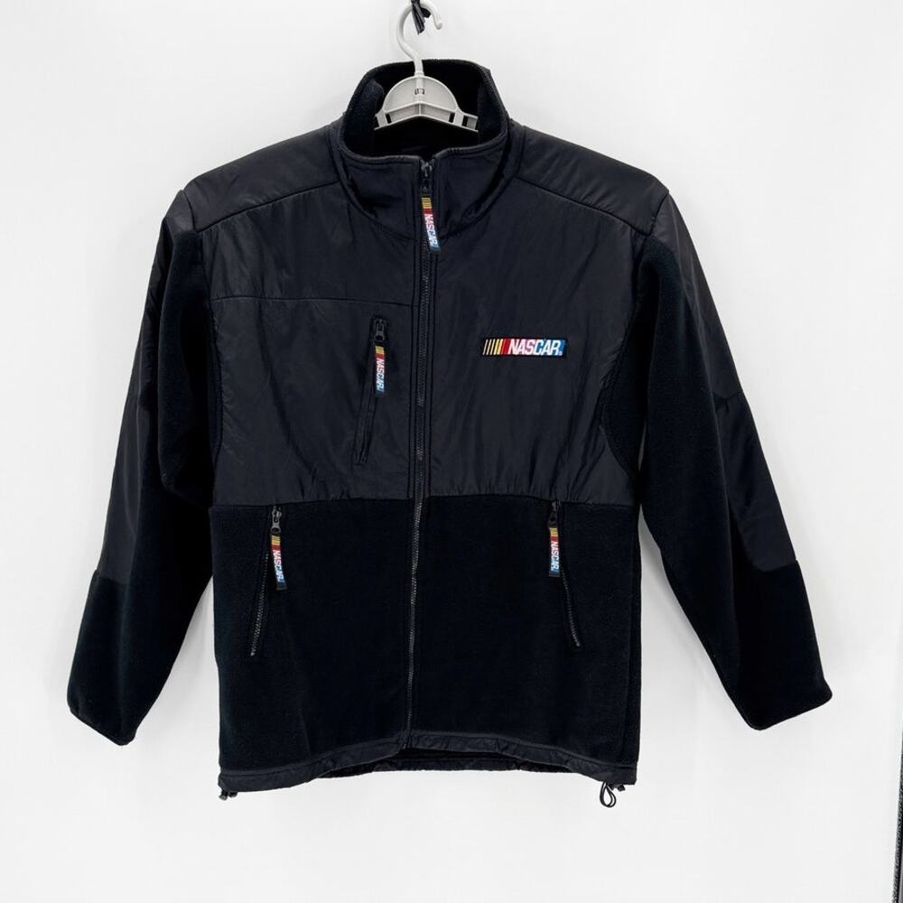 Essex Nascar fleece Jacket Black Size L Vintage  race car minimalist race fan